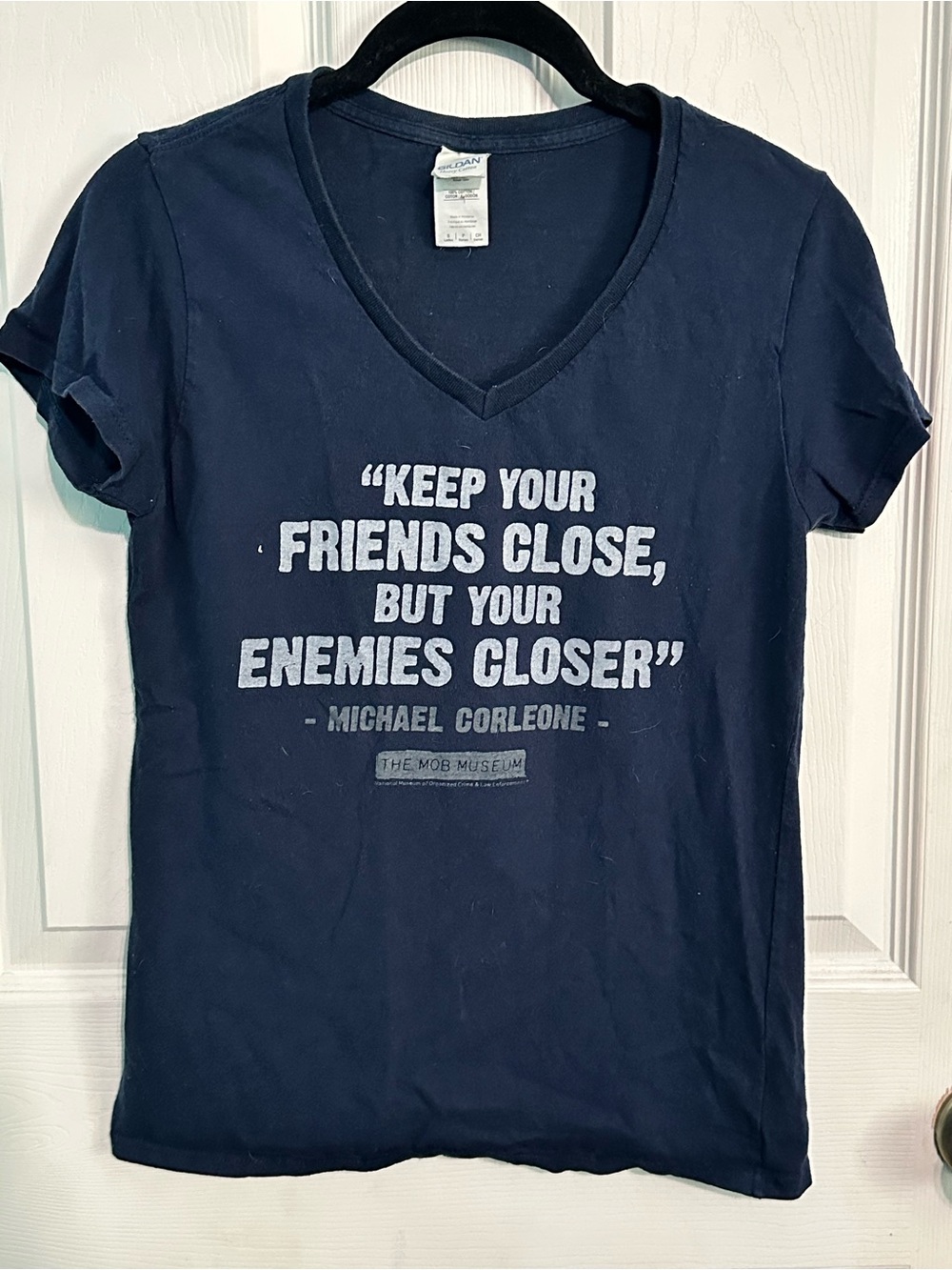 Women's Michael Corleone Quote V-Neck Tee - Navy